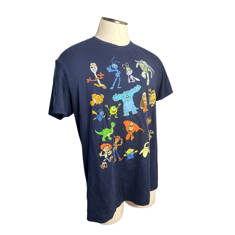 Men XL Pixar Disney Movie Characters Short Slv Tee T-Shirt Navy Graphic